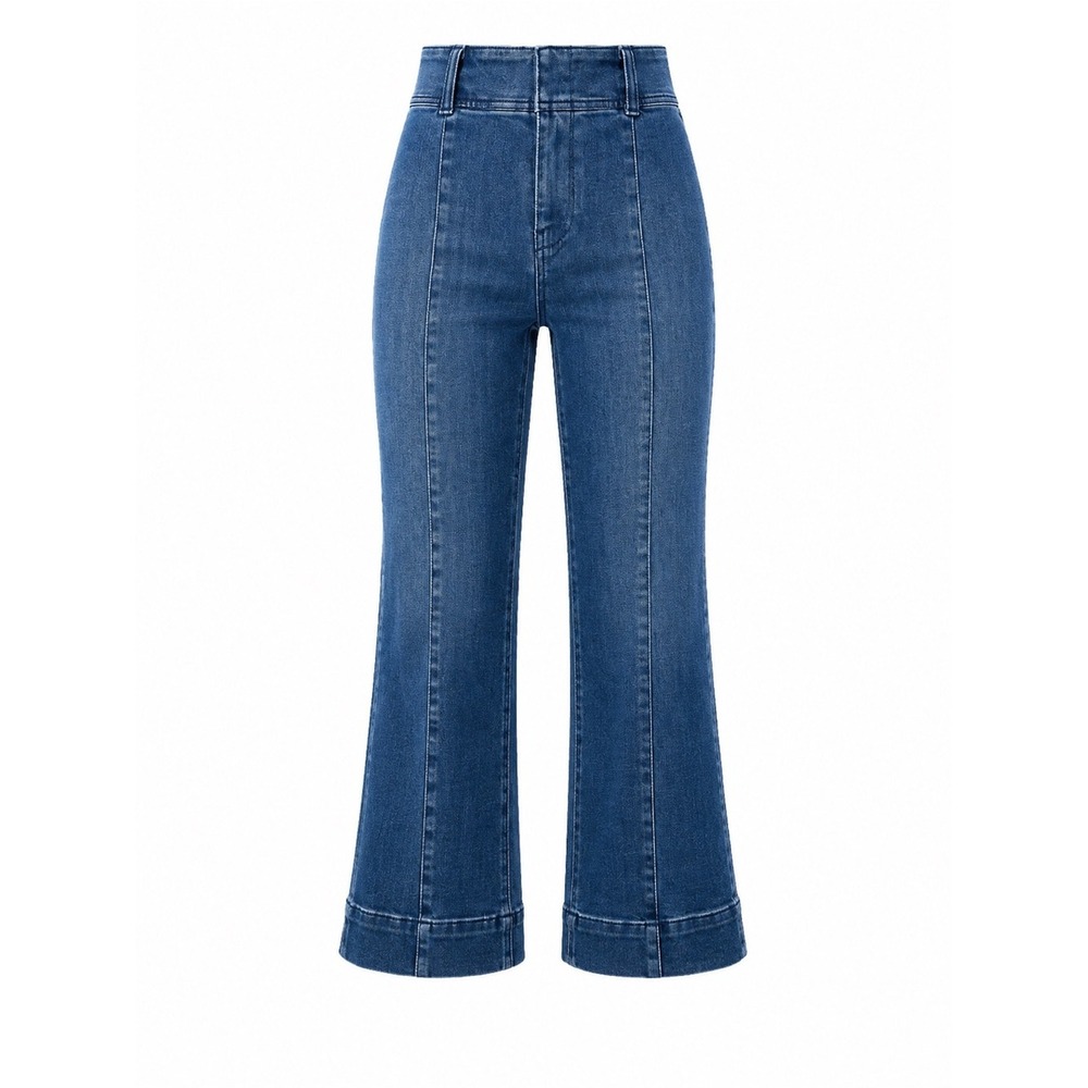 Pilcro Anthropologie NWT High Rise Pintuck Seam Crop Flare Jeans 26 Indigo